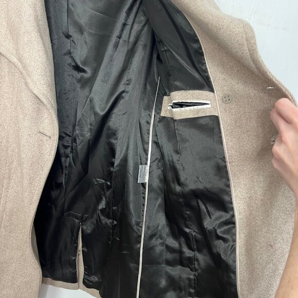 Calvin Klein Wool Blend Belted Trench Coat XXS Oatmeal Tan Single Button - Picture 11 of 14